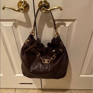 Tory Burch Croc Embossed Handbag in brown
